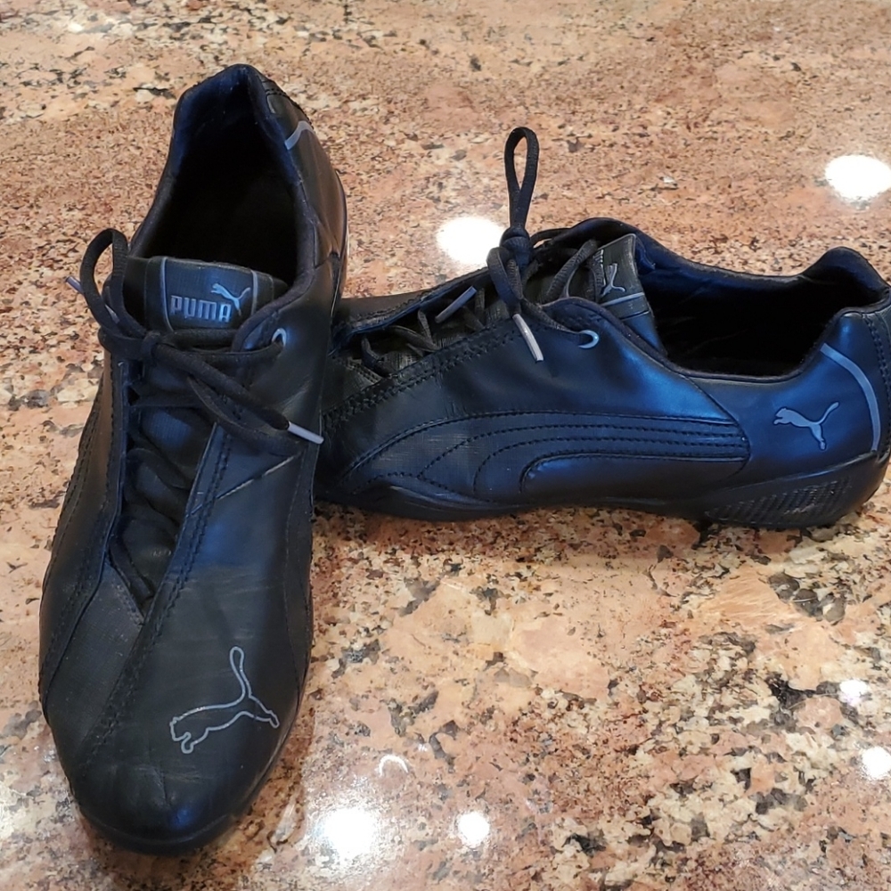 Black Leather Puma Shoes